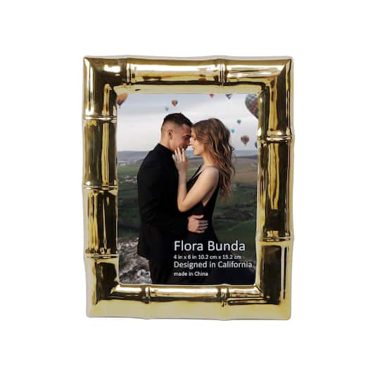Flora Bunda® 4" x 6" Gold Bamboo Ceramic Frame